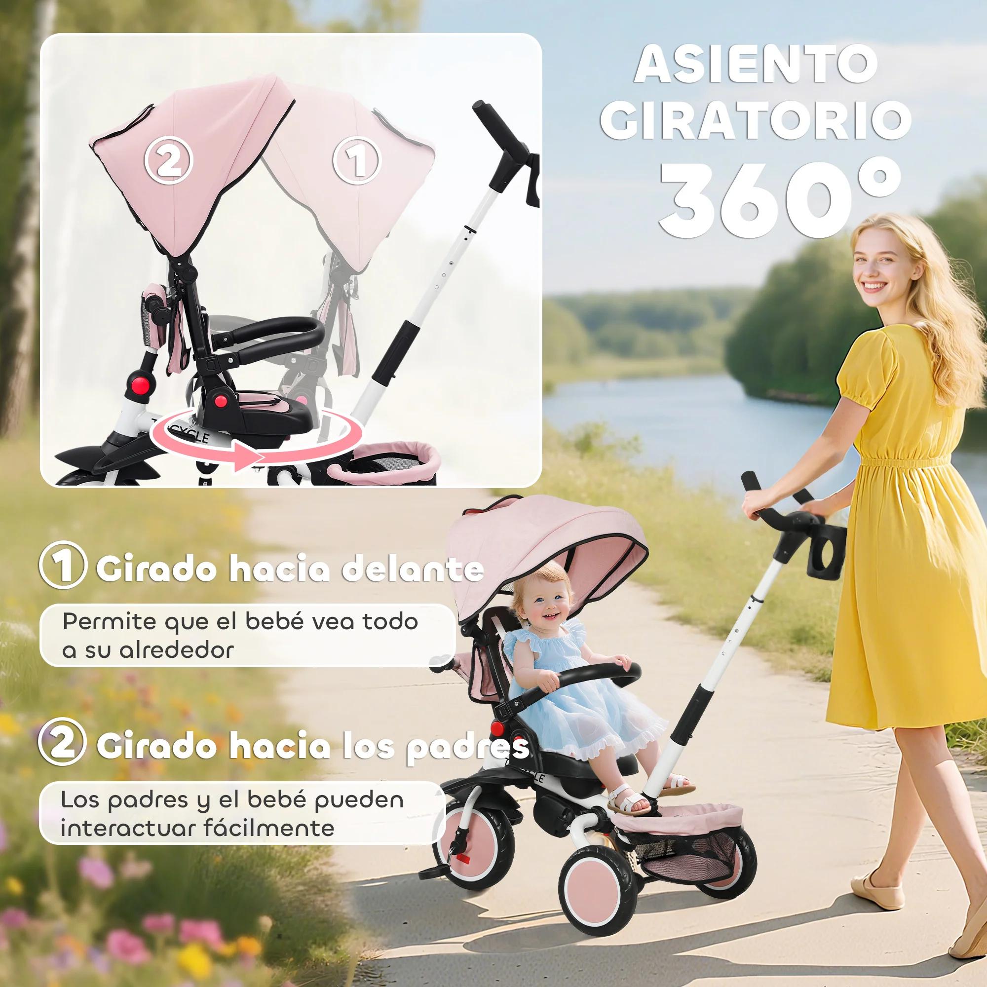 Tricycle évolutif pliable Aiyaplay 6 en 1 pour enfants de 1 à 5 ans avec siège rotatif