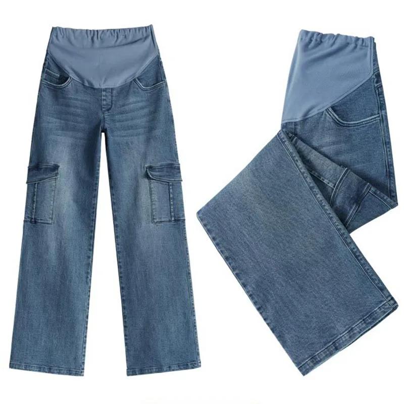 2025 maternité vintage lavé denim jean pour femmes enceintes vêtements taille élastique ventre panta