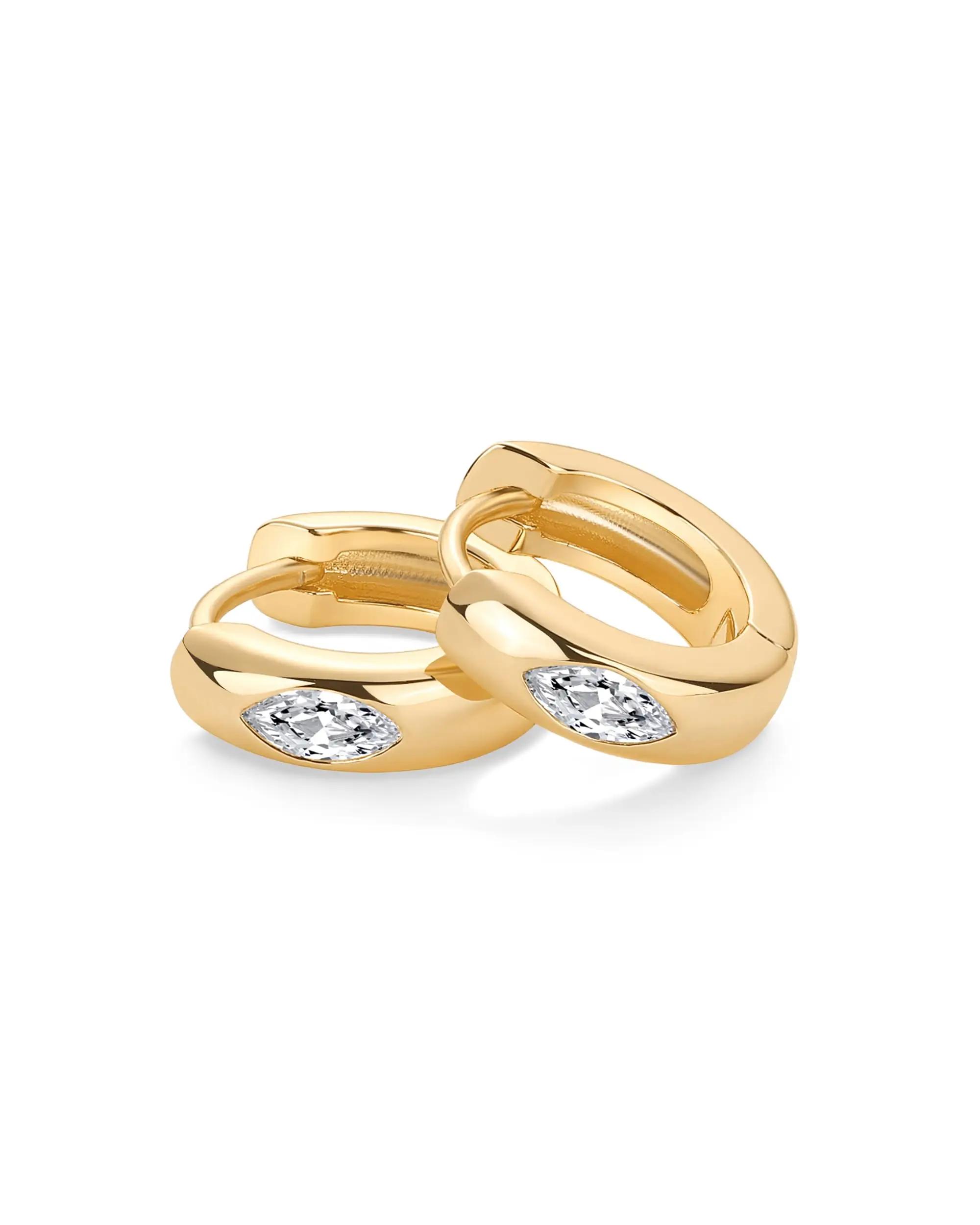 Shevalue – boucles d'oreilles créoles plaquées or 14 carats pour femmes, avec poteaux en argent Ster
