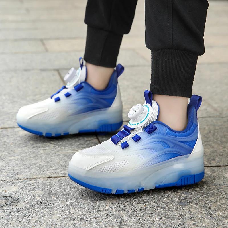 Chaussures de marche rapide pour enfants, patins à roulettes pour filles et garçons, cassent quatre 