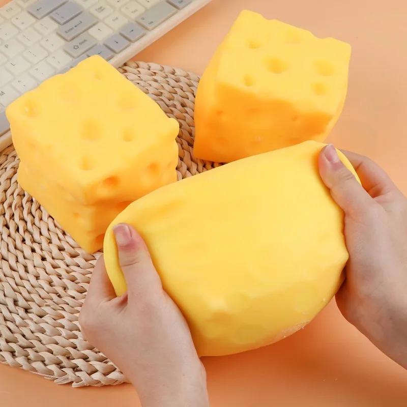 Jouet anti-stress géant en forme de cube de fromage, simulation de fromage extra-large, jouet sensor