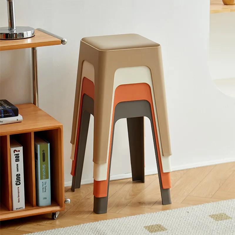 Nouveau tabouret en plastique pour la maison, simple, empilable, tabouret de salle à manger, luxe lé