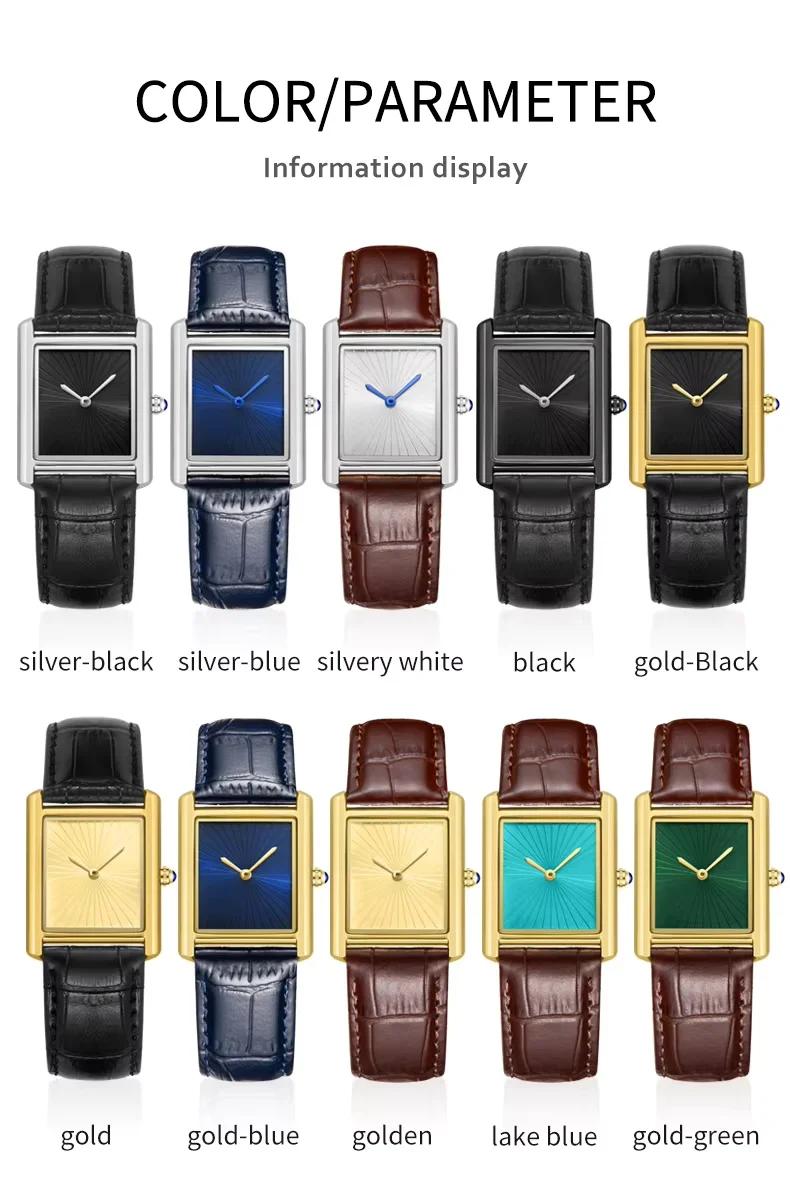 Nouvelle montre carrée classique pour hommes et femmes, design simple à deux aiguilles, bracelet en 