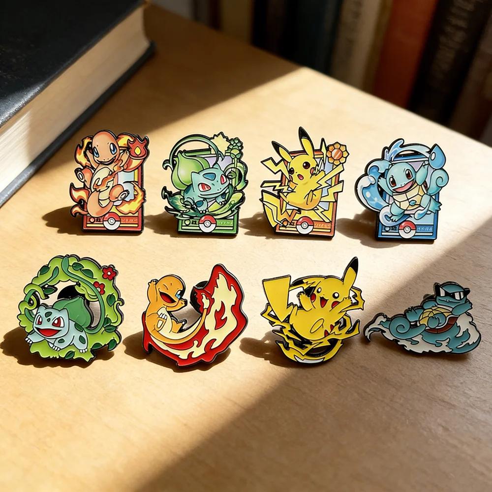 8 pièces/ensemble d'épingles en émail Pokémon, broches de dessin animé mignonnes, badges en métal Pi