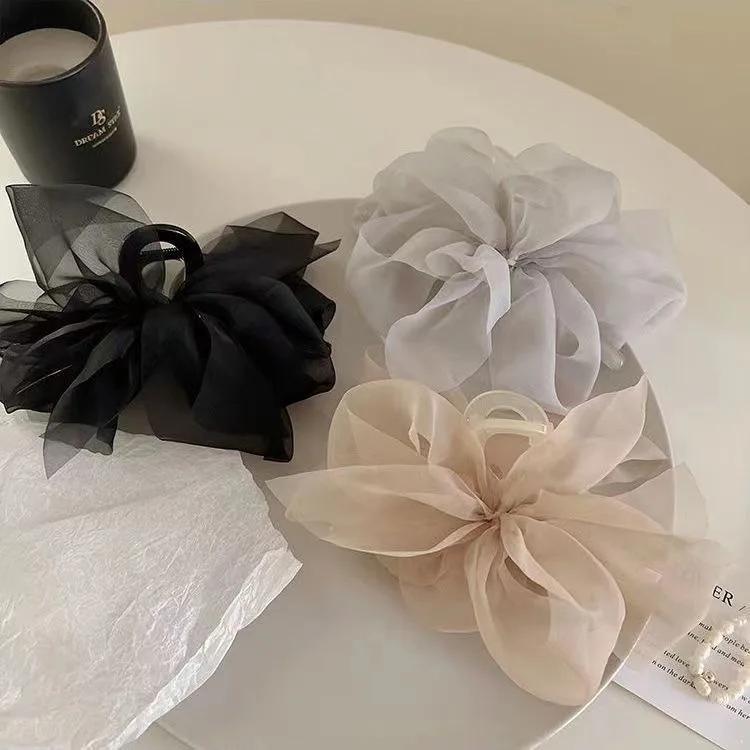 Élégante pince à cheveux en maille avec nœud pour queue de cheval et tresses, accessoire capillaire 