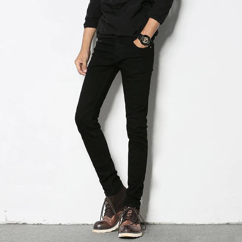 Mode hommes coupe ajustée Denim crayon pantalon de haute qualité noir blanc maigre Stretch jean homm