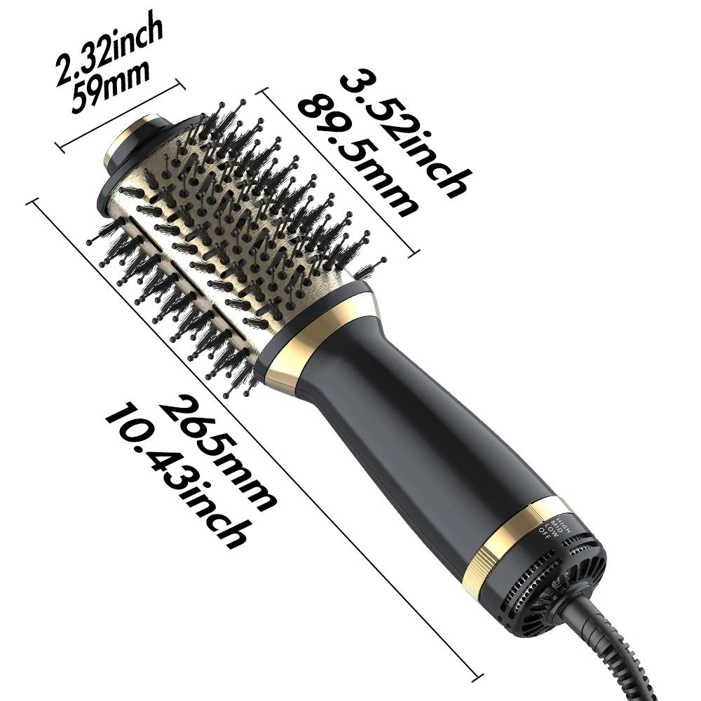 Brosse sèche-cheveux en un, brosse sèche-cheveux 4 en 1 avec seau ovale, mini brosse à air chaud pou