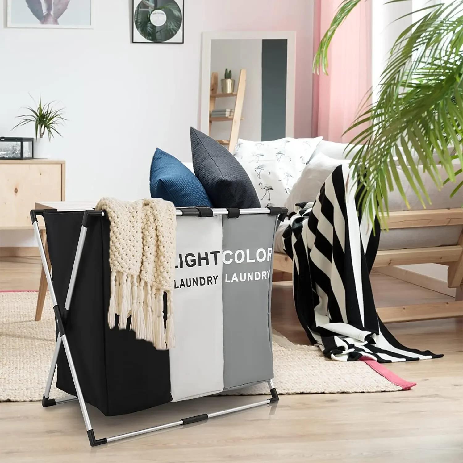 Panier à linge pour vêtements sales, 1/3 grilles, sacs de rangement Oxford imperméables, portables e