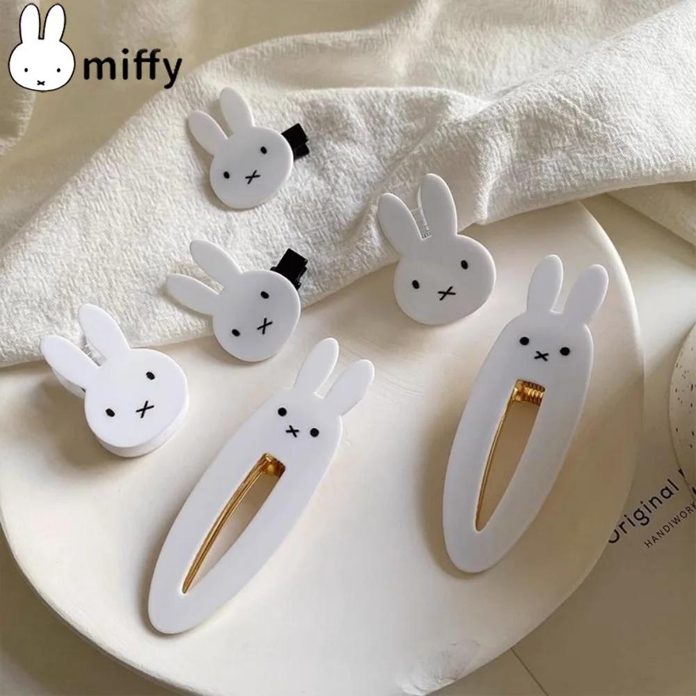 Pince de décoration de cheveux Miffy Kawaii Ins, pince à frange de princesse, lapin doux et Cool, co