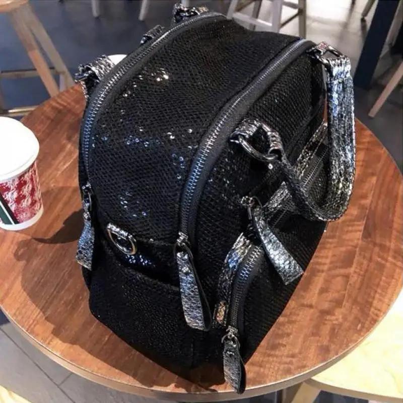 2025 version coréenne nouveau sac à dos femmes sac à main sequin mode voyage sac à dos multifonction