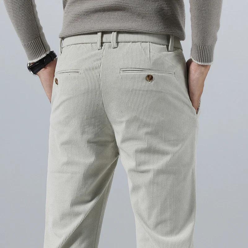 Pantalon décontracté en velours côtelé pour homme, collection Printemps-Automne 2026, coupe droite é
