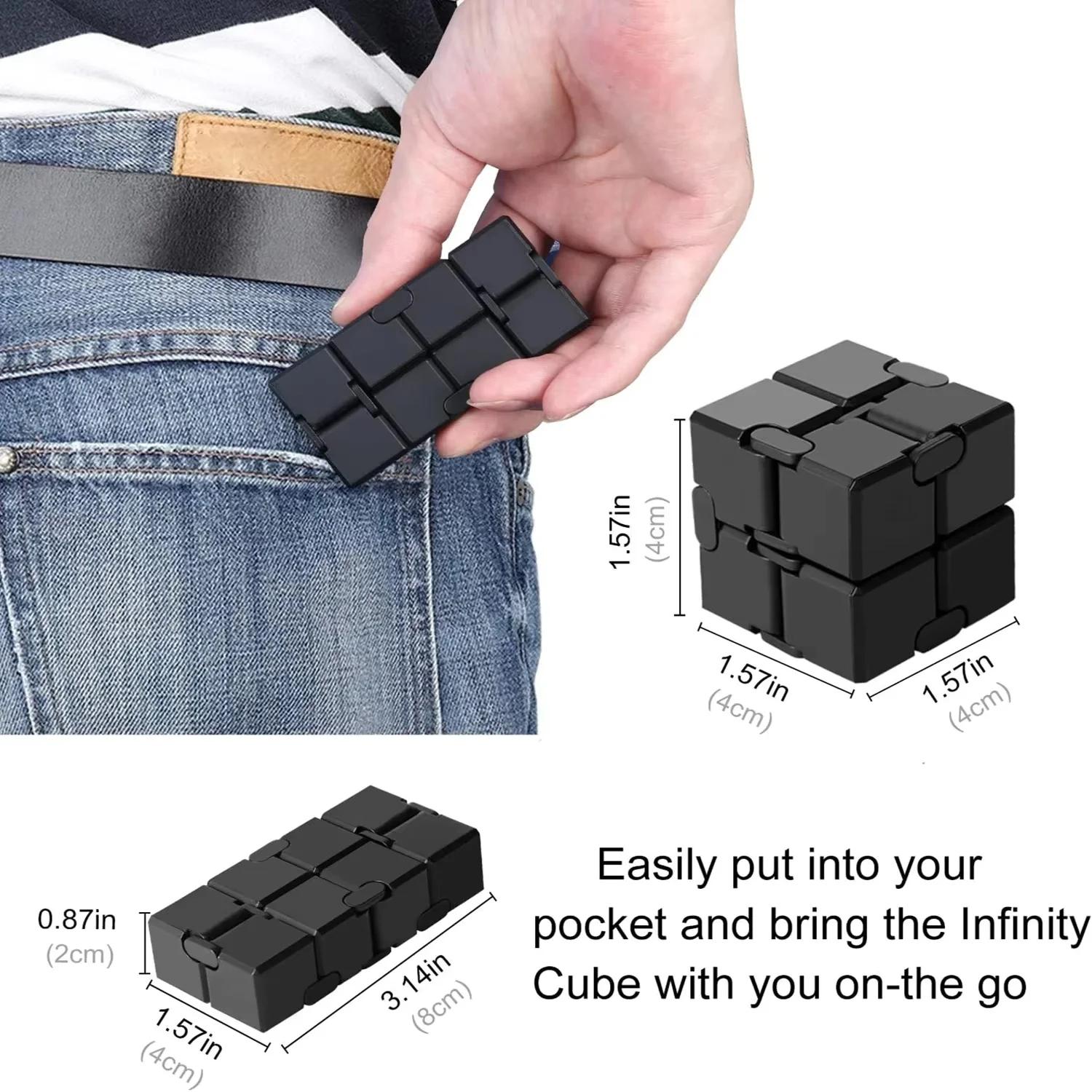 Cube infini en alliage et plastique, jouet anti-stress ultra-durable, sensoriel, pour adultes et enf