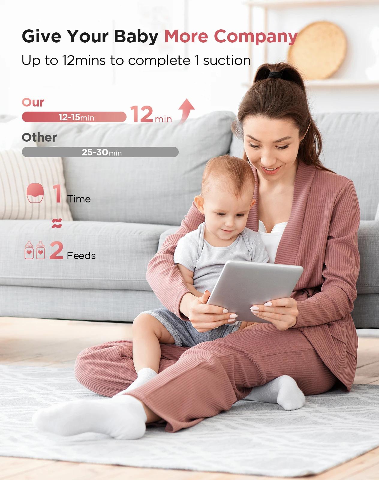 Tire-lait électrique portable mains libres - tire-lait électrique léger sans BPA, étanche avec bride
