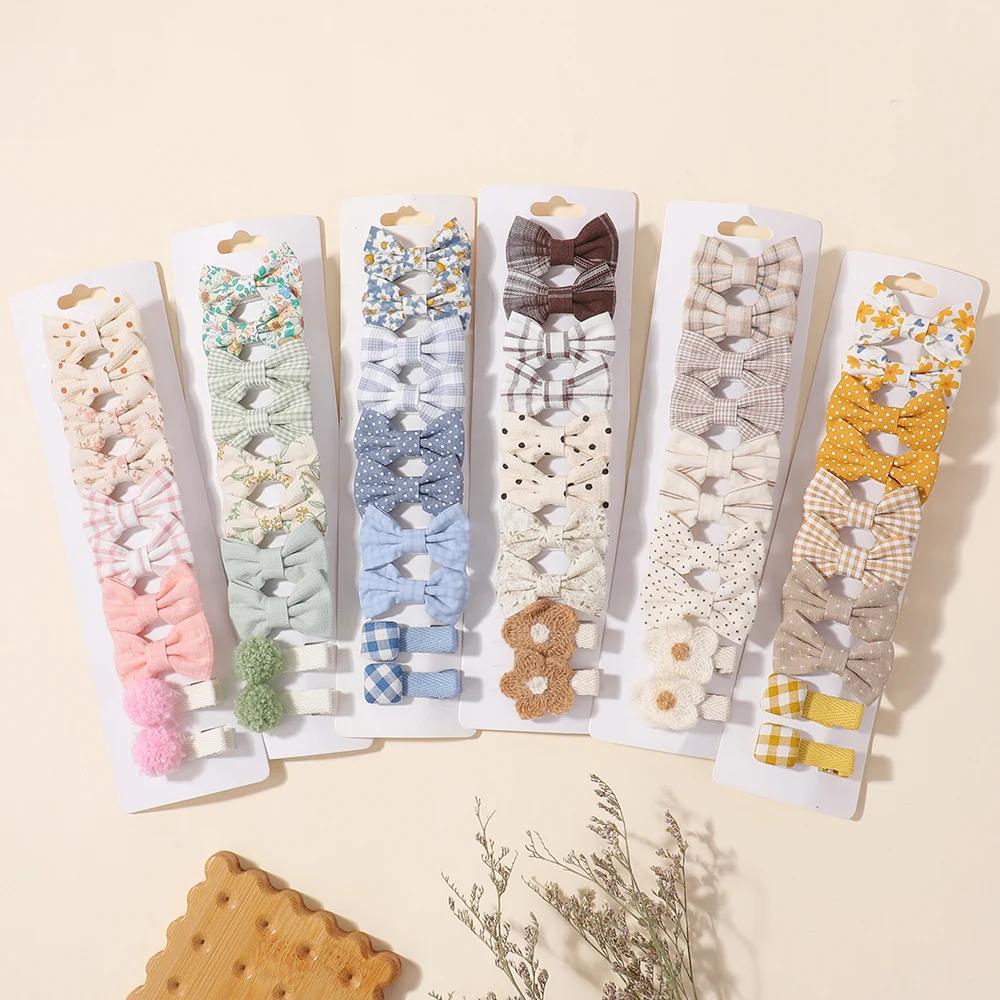 Pinces à cheveux avec nœuds pour enfants, 20 pièces/ensemble, Barrette Boutique, tissu à couverture 