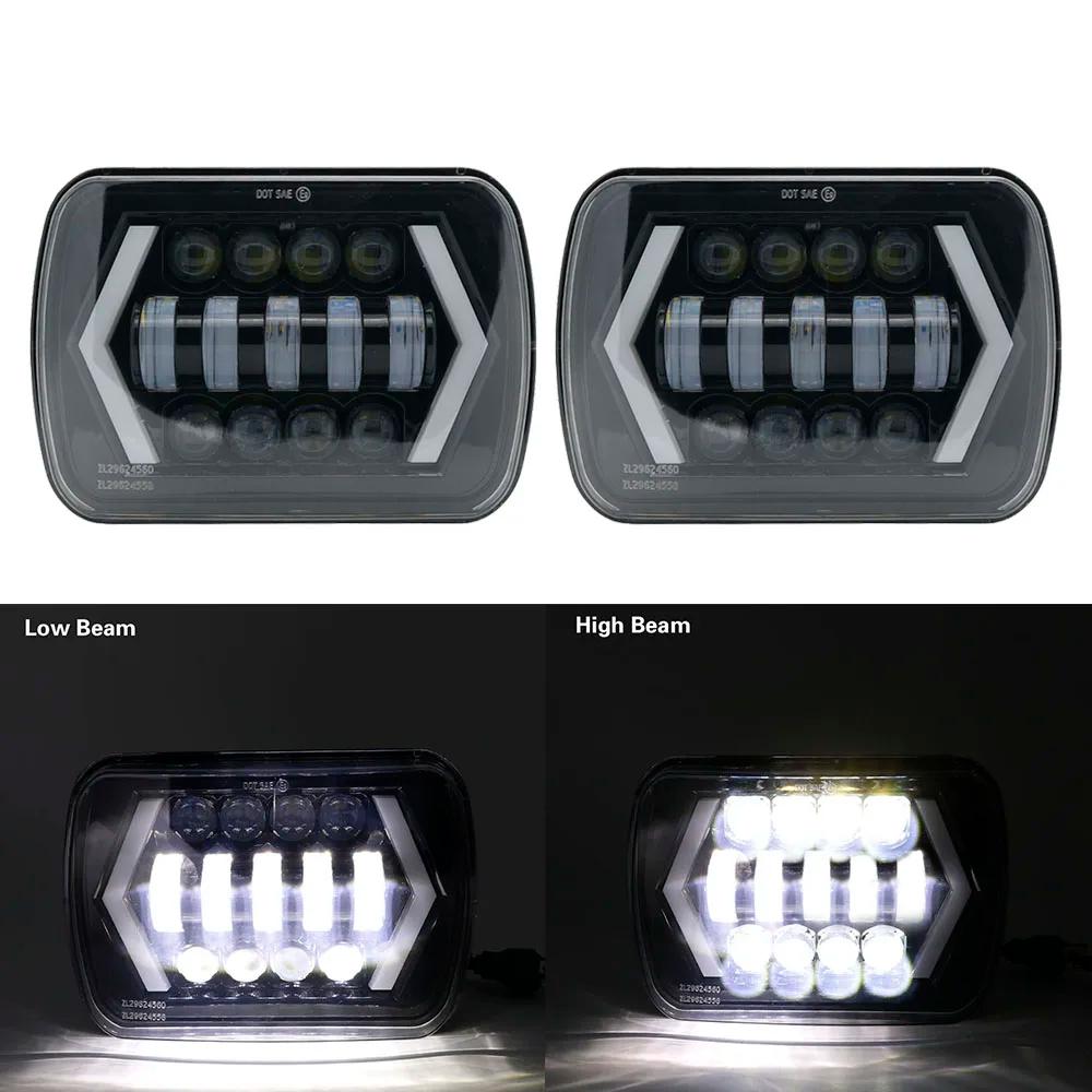 90W 7x6 ''5X7" phare LED étanche blanc DRL ambre clignotant pour Jeep YJ Cherokee XJ camions H4 phar