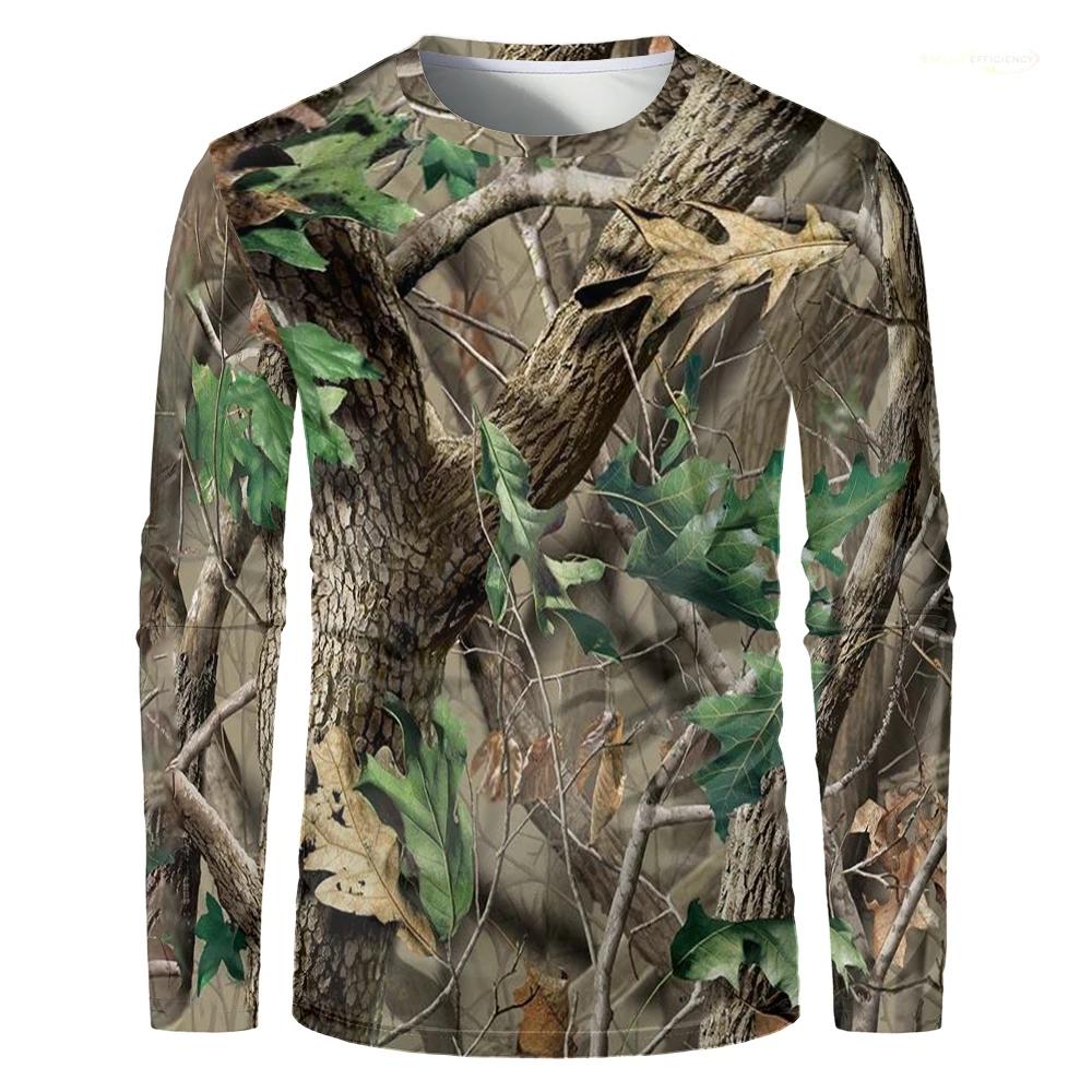 Hommes Camouflage forêt chasse T-shirt Utdoor séchage rapide respirant randonnée à manches longues T