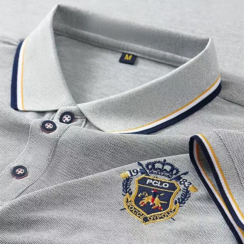 Polo brodé d'été pour hommes, T-Shirt à manches courtes, Design à revers, respirant, léger, Streetwe