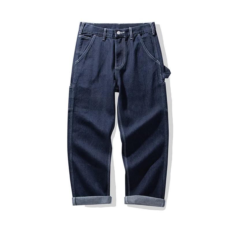 Jeans de chemin de fer rétro pour hommes, pantalons en denim dense, pantalons lourds, multi-poches, 