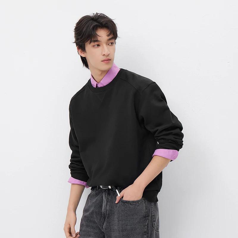 Sweat à capuche polyvalent pour homme, col rond, manches longues, doux, confortable, décontracté, ba