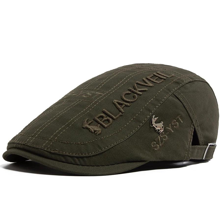 Béret pour hommes, casquette plate brodée de lapin, visière de printemps et d'été pour hommes, casqu