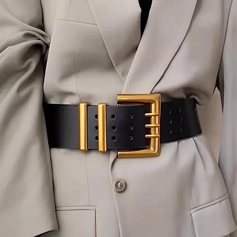 Marques de luxe haut de gamme, ceinture en cuir élégante pour femmes, large ceinture pour femmes, co