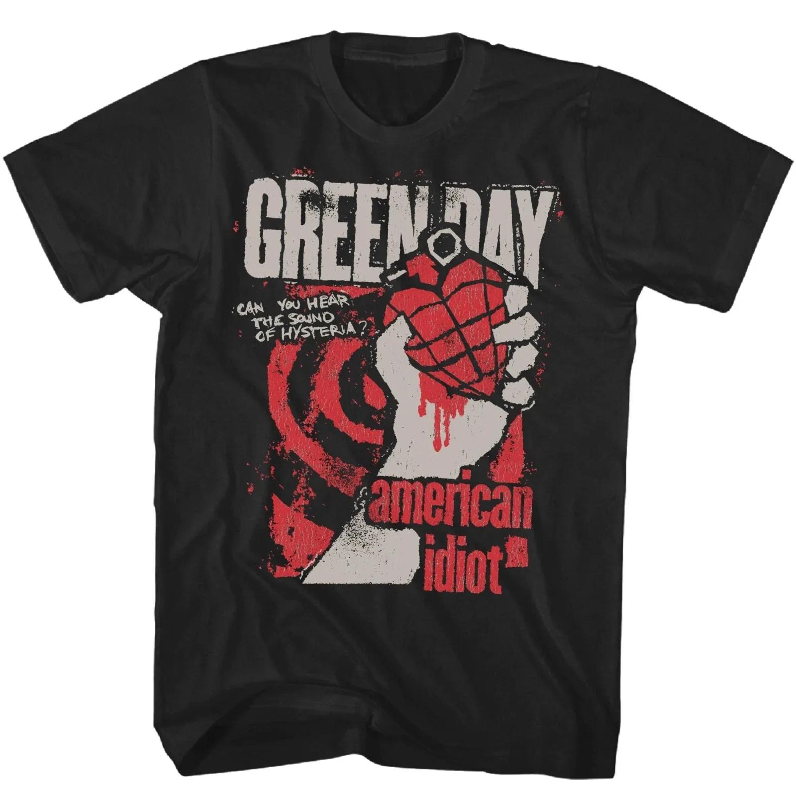 T-shirt Green Day American Idiot Hysteria pour homme, tee-shirt classique de groupe de rock, haut à