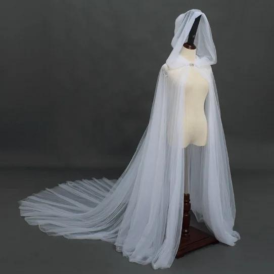 Cape à capuche rétro en Tulle pour femme, Cape de mariée Vampire, noir/rouge/blanc, couleur unie, Ca