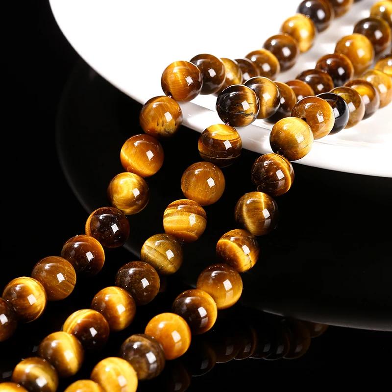 Perle en pierre œil de tigre jaune naturel, entretoise ample 4 6 8 10 12mm pour la fabrication de bi