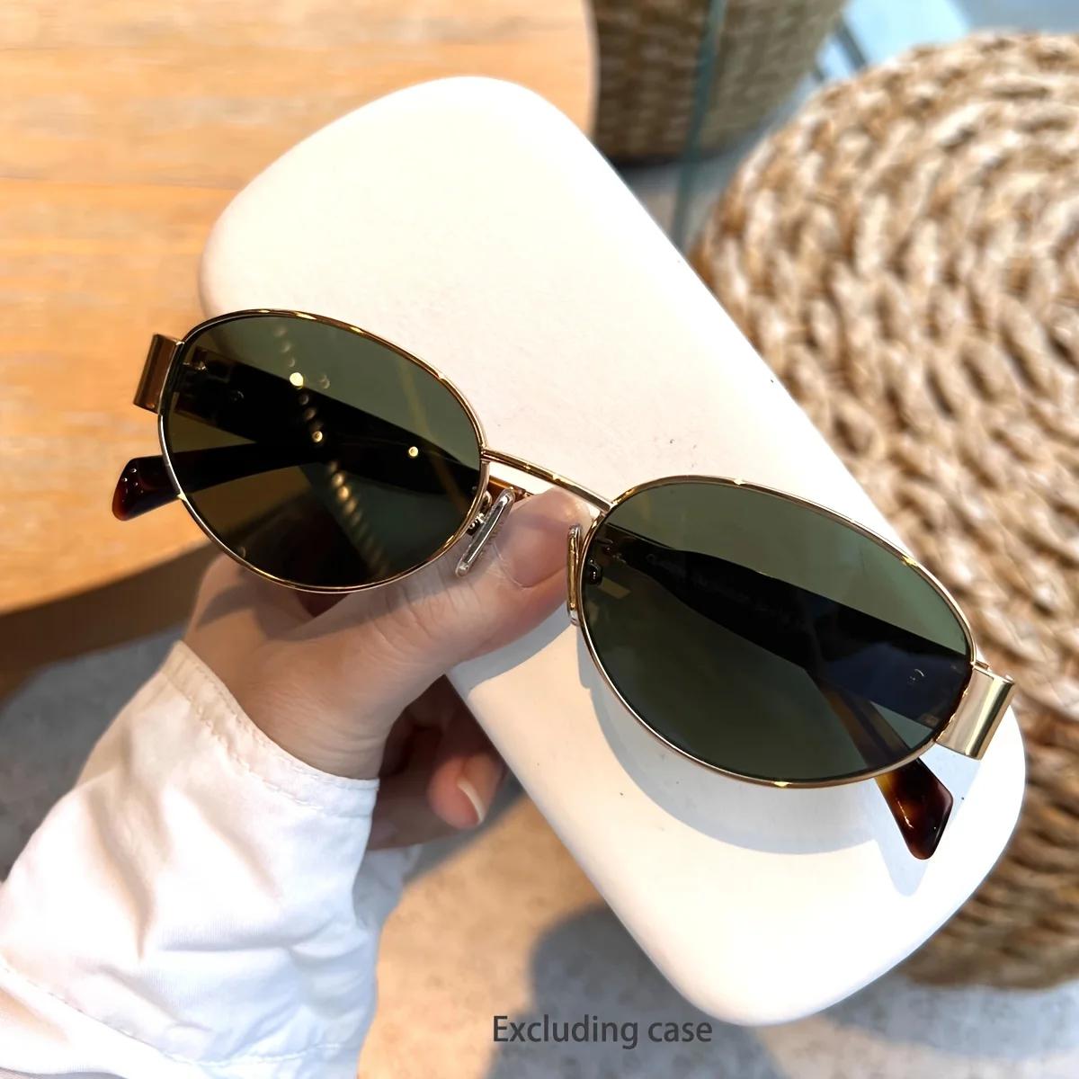 Lunettes de soleil ovales pour femmes et hommes, monture métallique tendance, nuances classiques