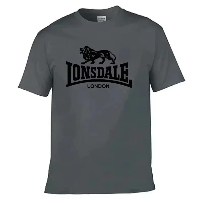 T-shirt à manches courtes pour homme avec imprimé Lion Lonsdale, style streetwear ample et confortab