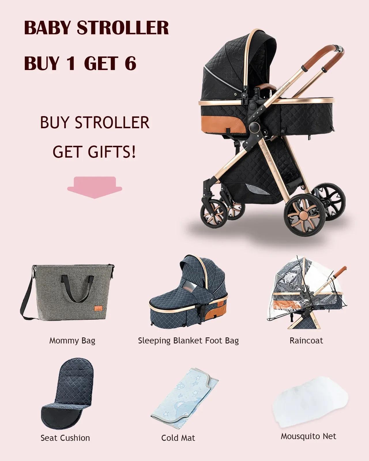 Warm 3 in 1 Baby Stroller with Car Seat Luxury Baby Pram High Landscape Infant Pushchair Lightweight