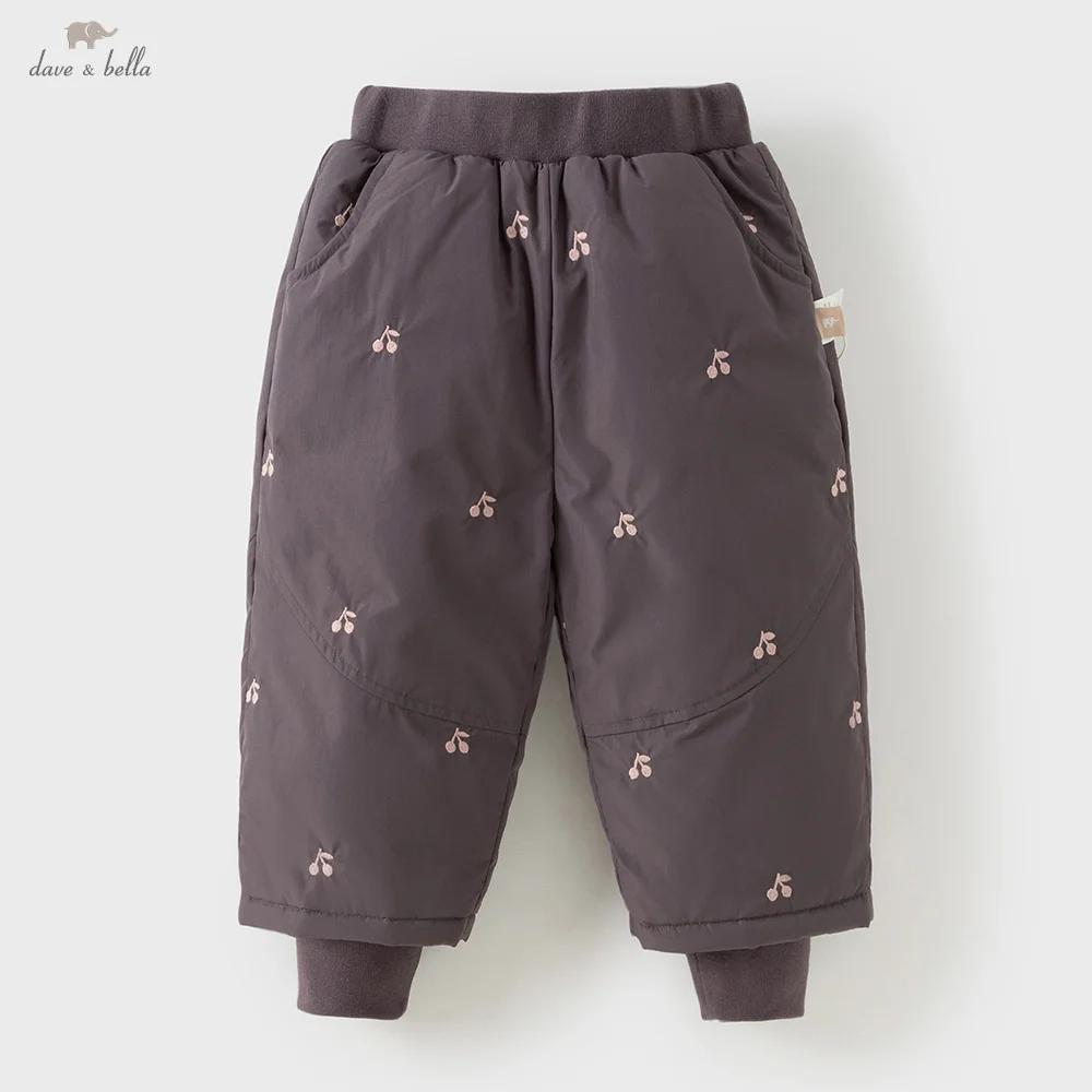 Dave Bella filles vers le bas pantalon automne hiver bébé taille élastique en peluche pantalon imper