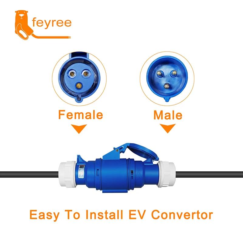 Feyree EV chargeur prise femelle CEE adaptateur 3 broches connexion étanche prise murale 32A 1 Phase