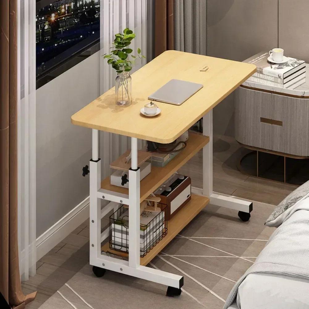 Bureau d'ordinateur Portable réglable Simple avec roulettes, Table de chevet mobile, ascenseur, bure
