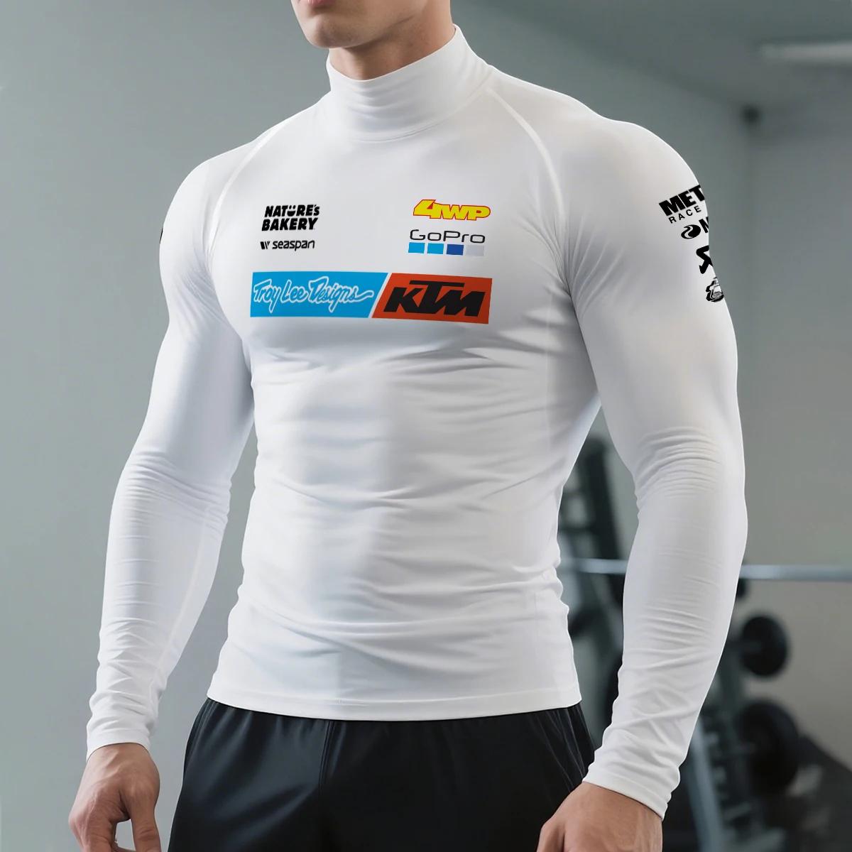 Nouveau T-shirt de sport pour homme 2026 Moto GP Troy Lee X KTM Racing Team, col mi-haut, manches lo