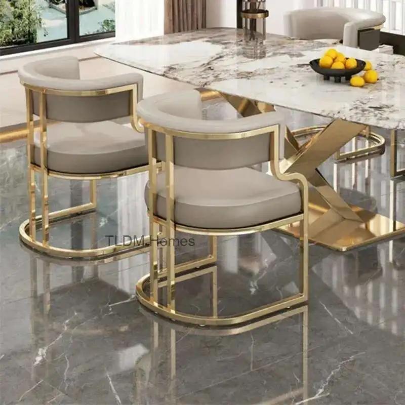 Chaises de salle à manger dorées de luxe, fauteuil à dossier en fer forgé, meubles de cuisine modern