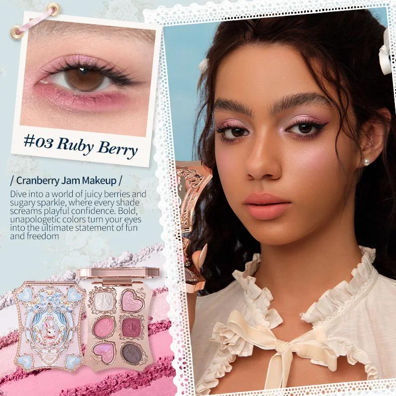 Palette de fards à paupières Flower Knows Makeup Bunny Garden, 6 couleurs, longue tenue, nudes natur