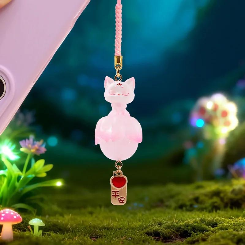 Pendentif en résine de renard à neuf queues de style chinois mignon, porte-bonheur, décoration de vo
