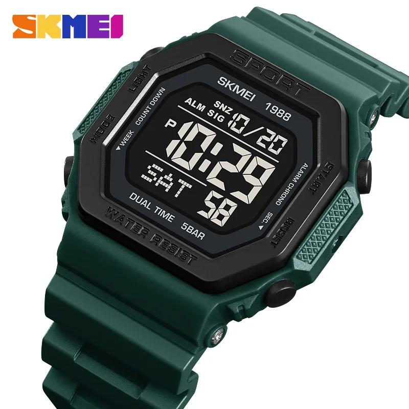 SKMEI 1988 montre de sport numérique pour hommes LED affichage militaire compte à rebours montres ét