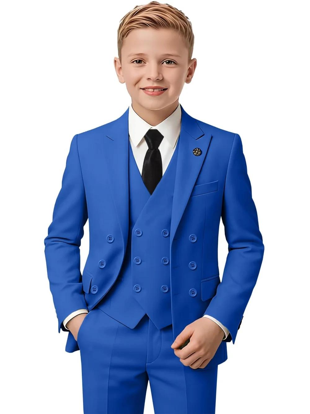 Nouvelle offre spéciale garçons coupe ajustée smoking 3 pièces Piano Performance porter Double bouto