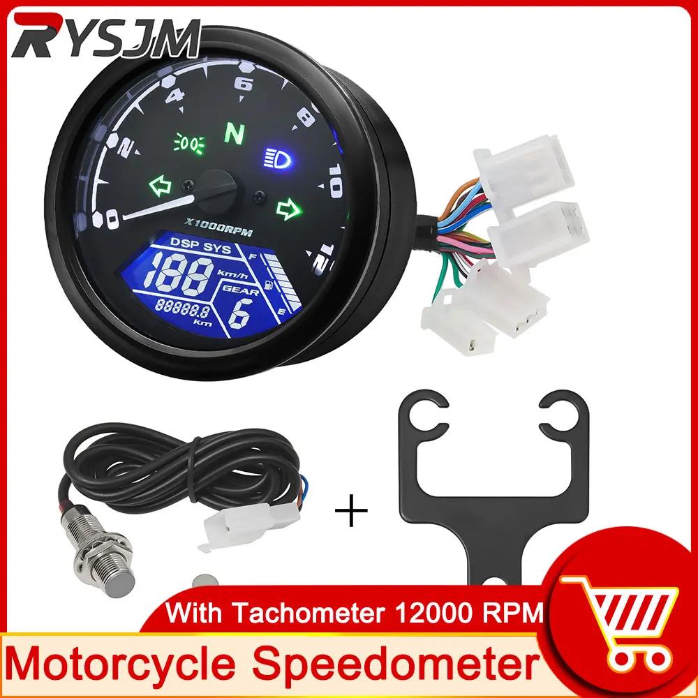 AD nouveau moto universelle 12000RMP LCD compteur de vitesse odomètre tachymètre 1-4 cylindres moto 