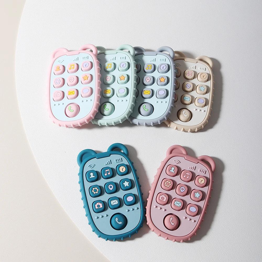 Anneau de dentition en Silicone en forme de téléphone portable pour bébé, jouet éducatif sensoriel p
