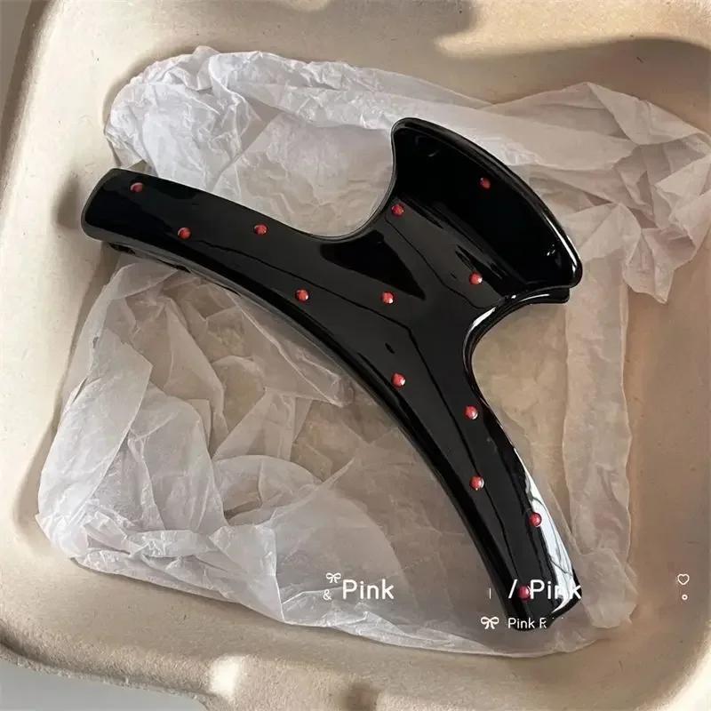 2 pièces femmes Vintage rouge à pois ruban arc requin pince épingle à cheveux griffe crabe Barrettes