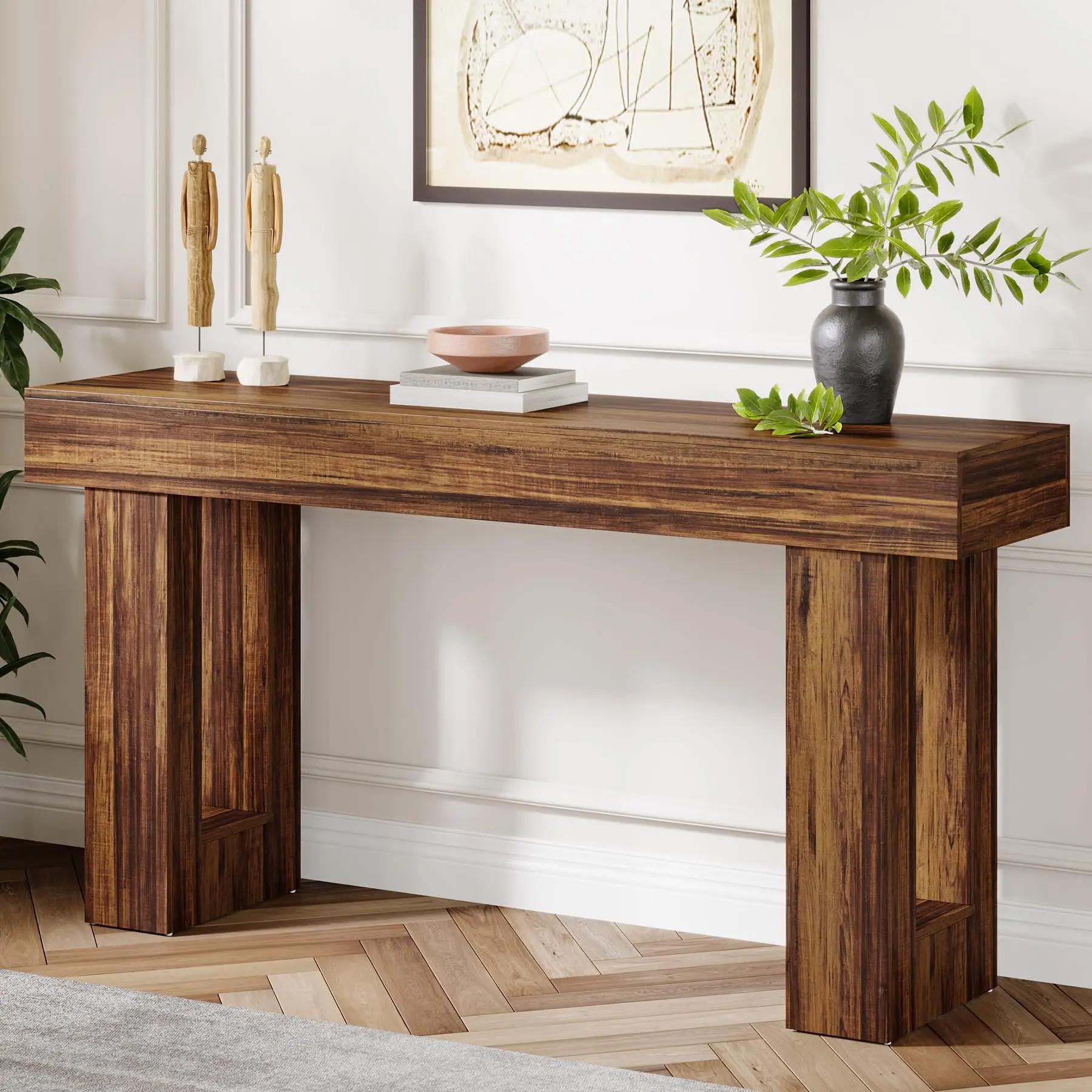 Tribesigns Table console longue de 63 pouces, table de canapé en bois de ferme derrière le canapé, t