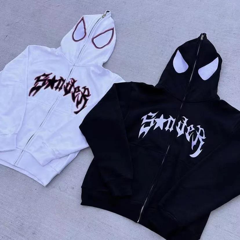 Sweat à capuche Spider avec fermeture éclair complète pour hommes et femmes, Streetwear Harajuku, Ve
