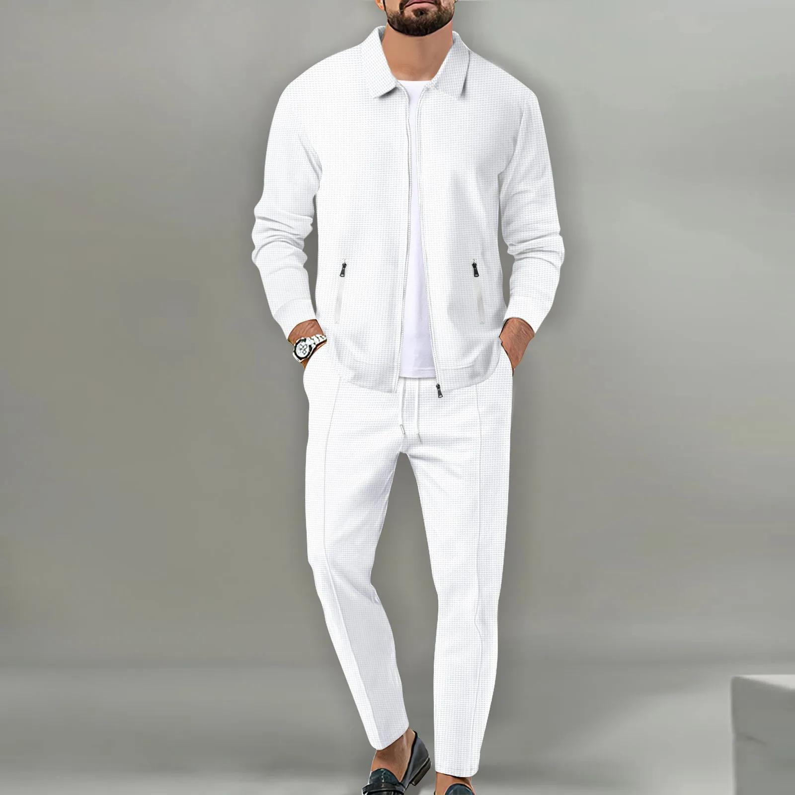 Veste et pantalon de sport pour hommes, couleur unie, populaire, pour jeunes, deux combinaisons de l