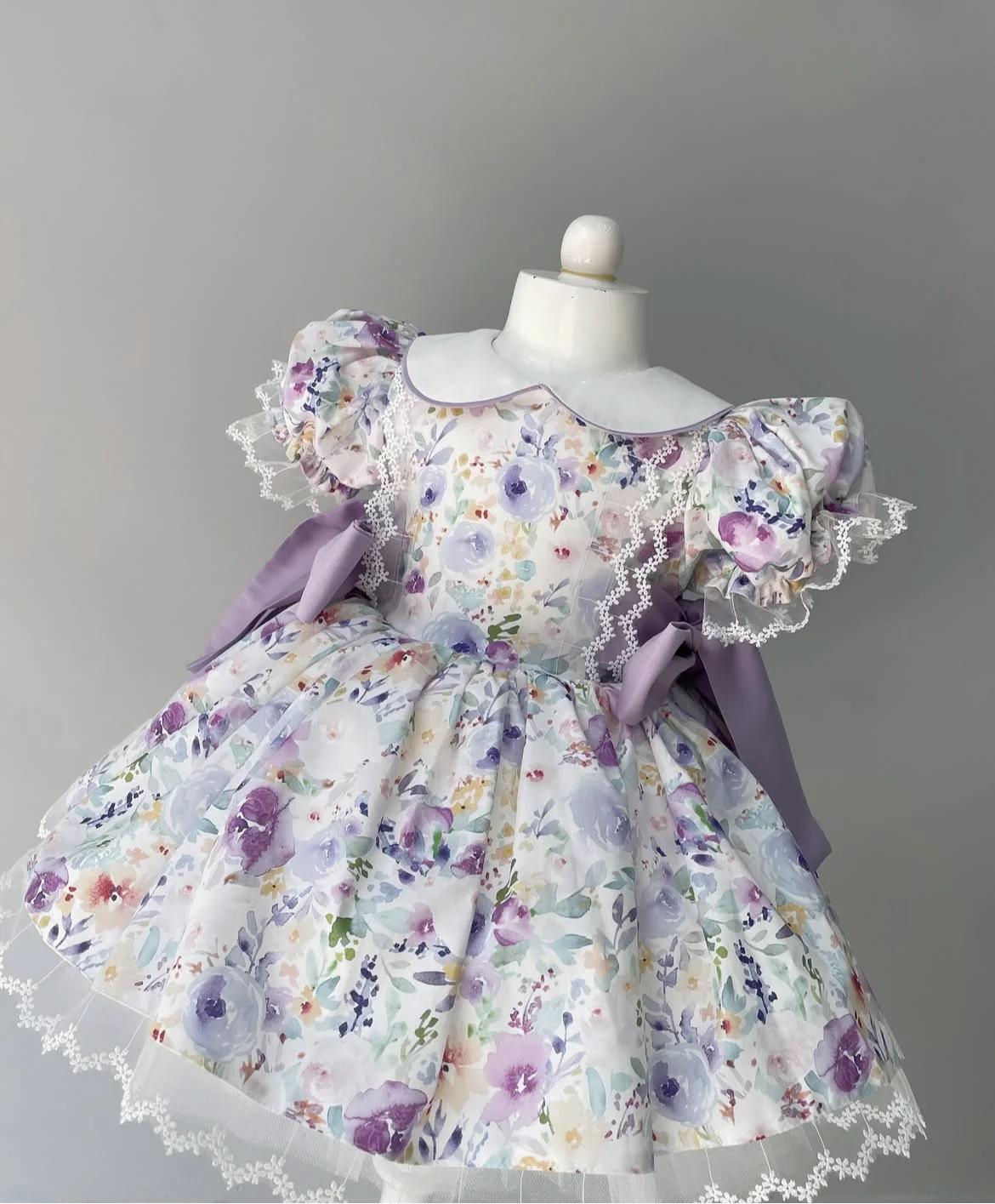Robe d'été pour bébé fille, broderie de fleurs violettes, robe de princesse Lolita turque Vintage po