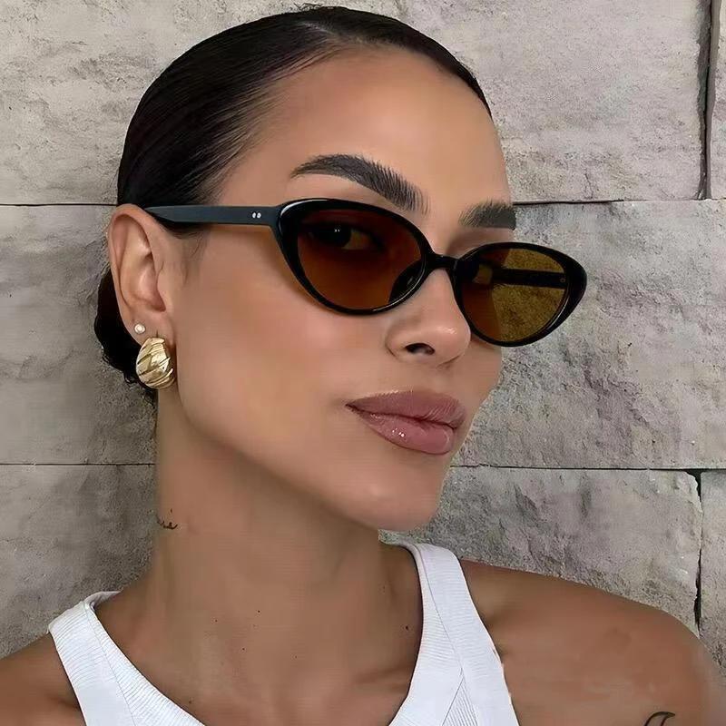 Lunettes de soleil rétro œil de chat pour femmes et hommes, 2 pièces, Design à rivets, Triangle à la