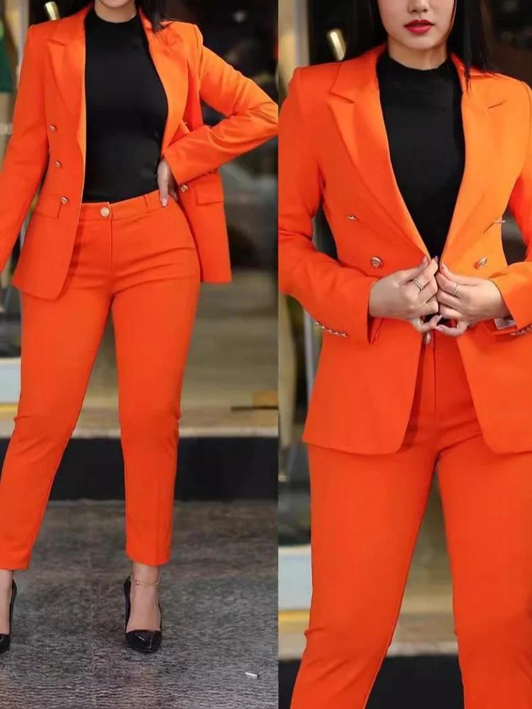 Ensemble de deux pièces pour femmes, costume uni + pantalon, coupe ajustée, mode professionnelle, do