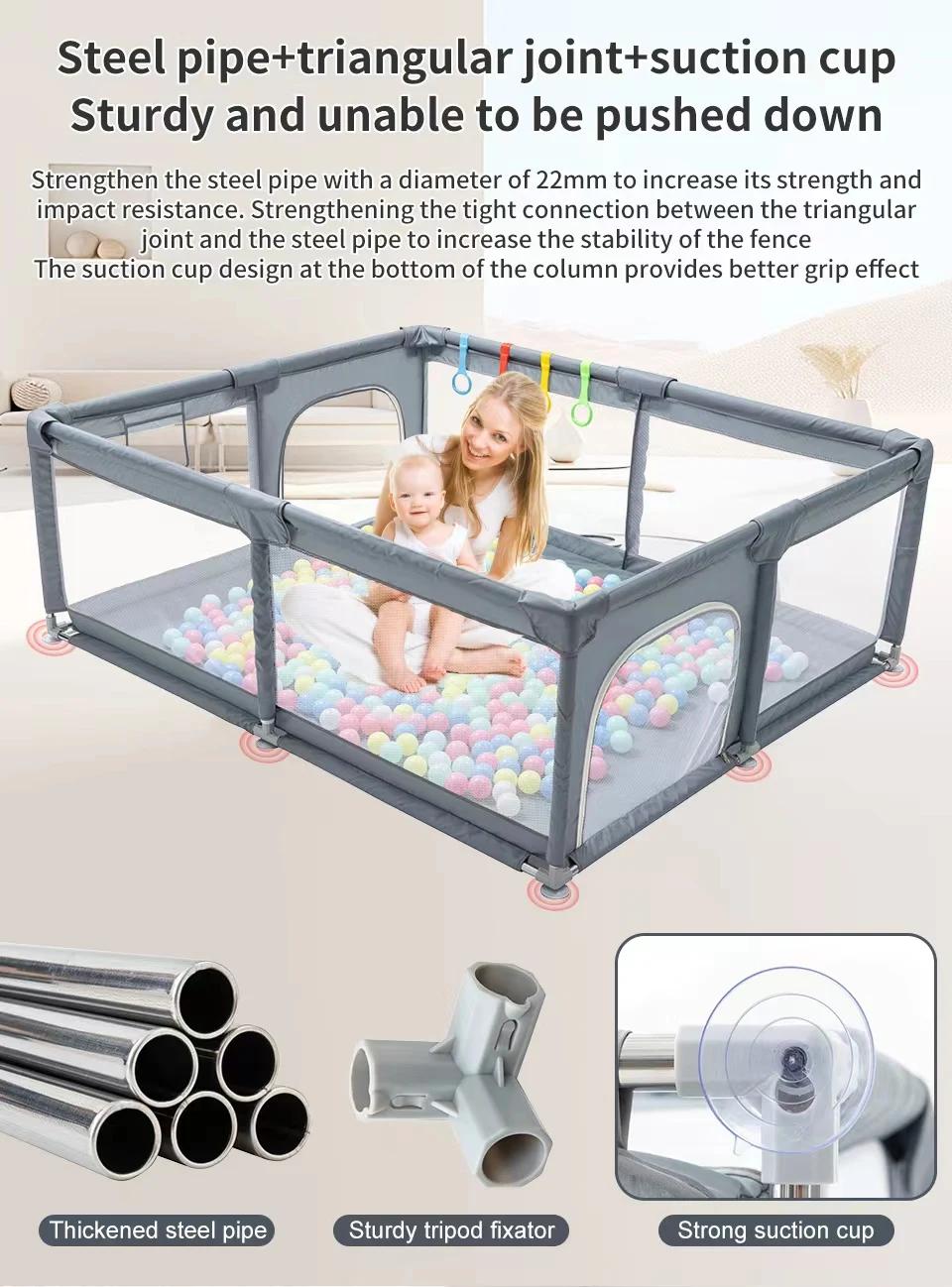 Parc pour bébé, barrière de sécurité pour enfant, clôture avec anneau de traction, boîte à balles, a